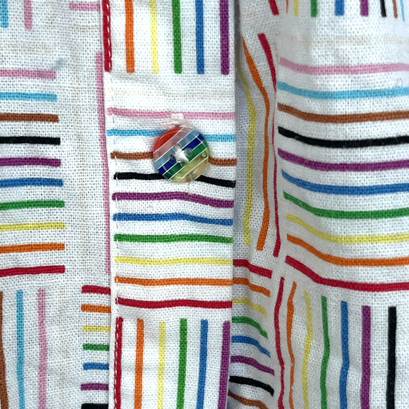 Unbranded Sundress Womens Medium Multicolor Rainbow Barcode Pride Button Front - Picture 3 of 11